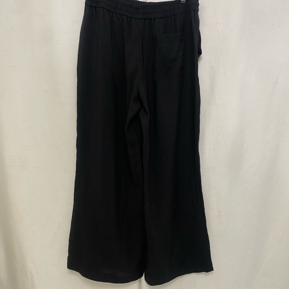 Zara Black Wide Leg Cropped Pants XL | High Waist Elastic Casual Chic - Picture 14 of 15